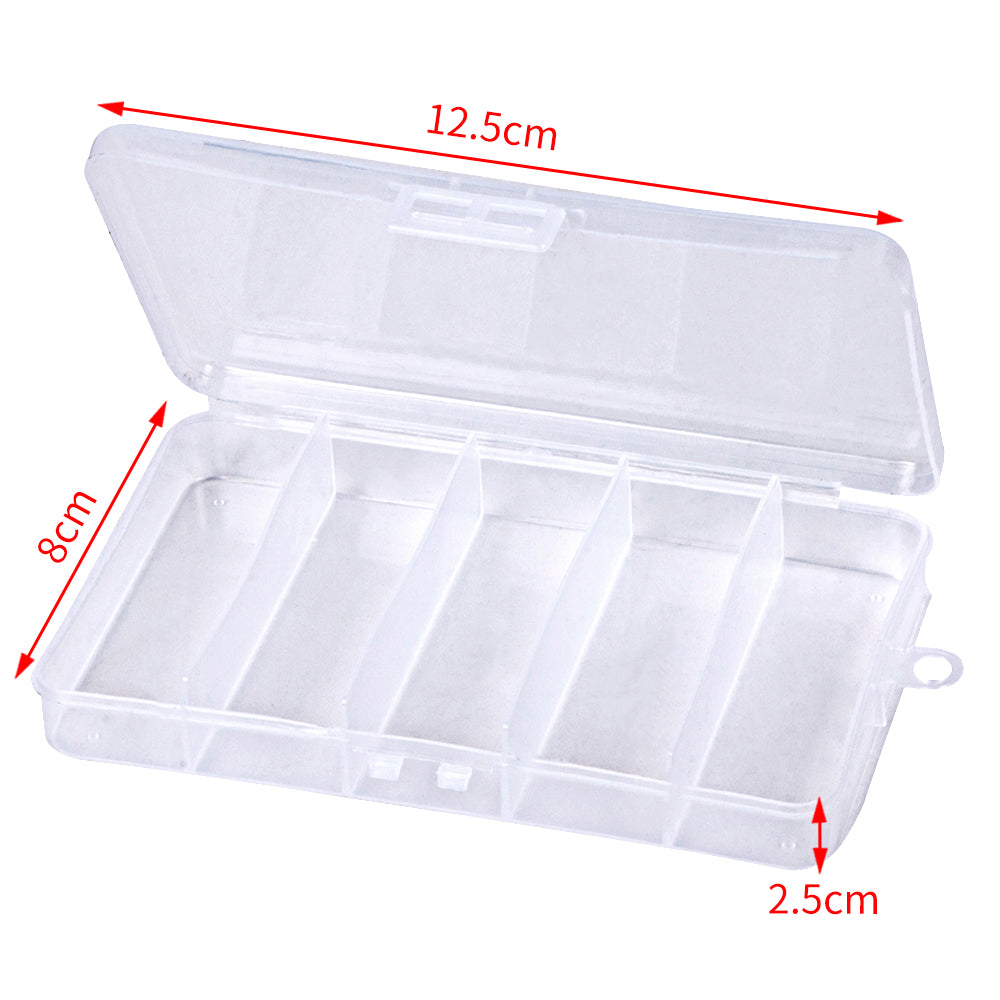 5 Compartments Plastic Fishing Lure Hook Tackle Box Storage Case