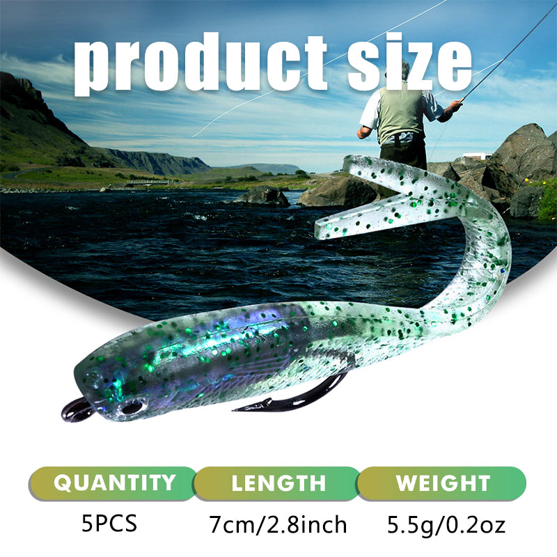 7CM 5.5G 5pcs/pack Pre-Rigged Soft Bait Lure Best Bottom Soft Swimbaits for  Bass – Hengjia fishing gear