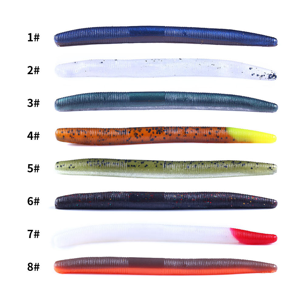 Soft Worm Plastic Lures Kit Bass Fishing
