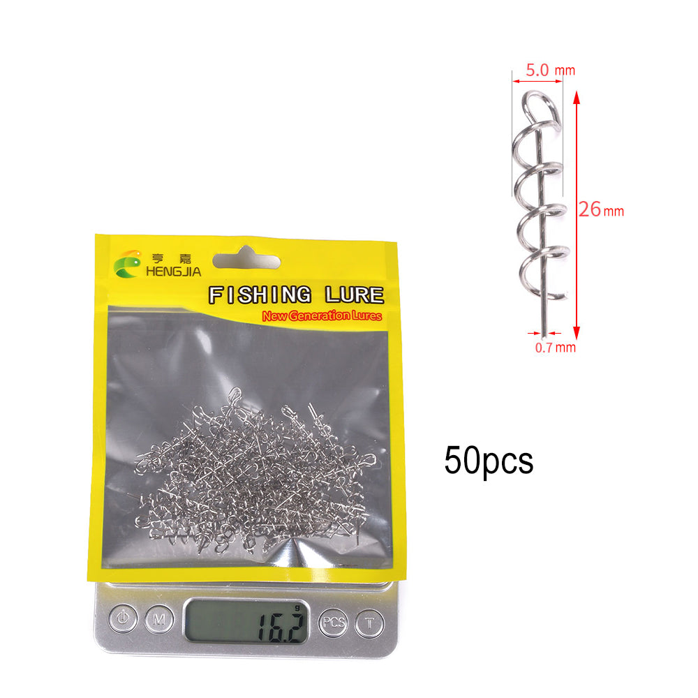 50PCS Fishing Hook Connector Soft Bait Spring Centering Pins