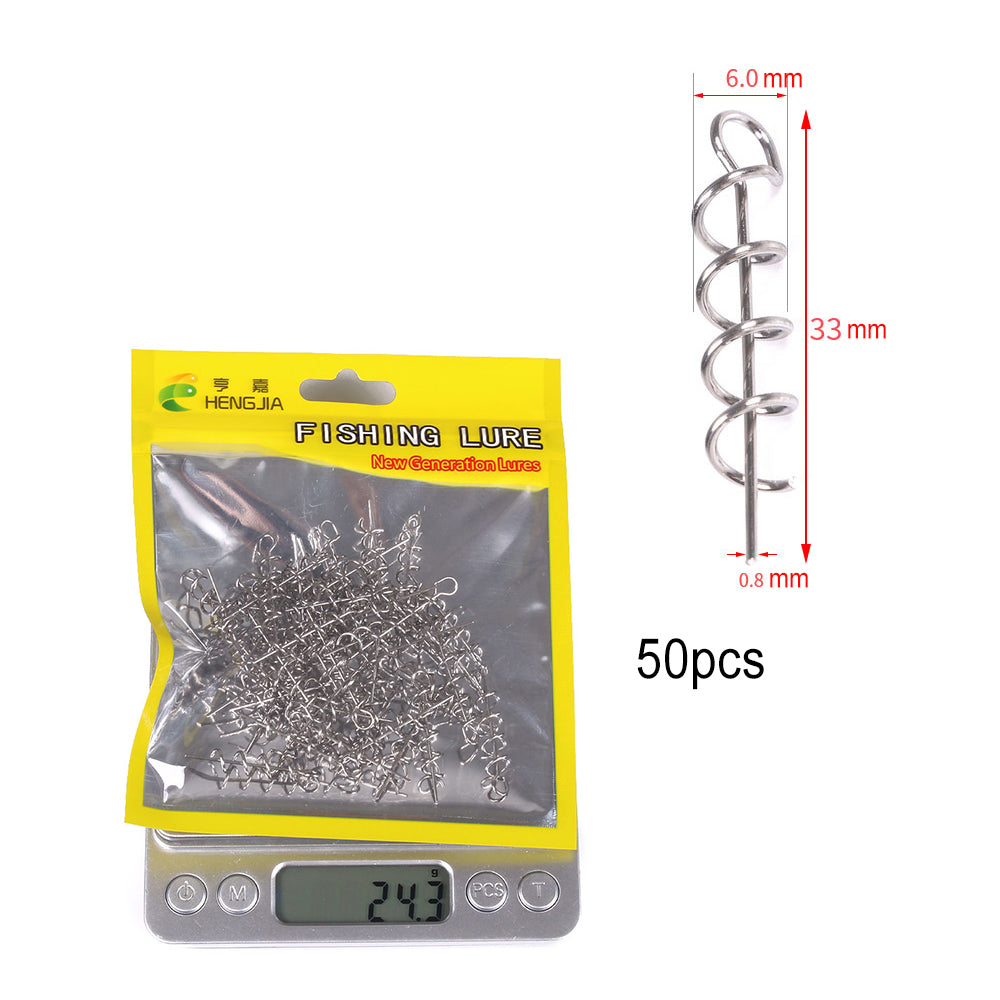 50PCS Fishing Hook Connector Soft Bait Spring Centering Pins