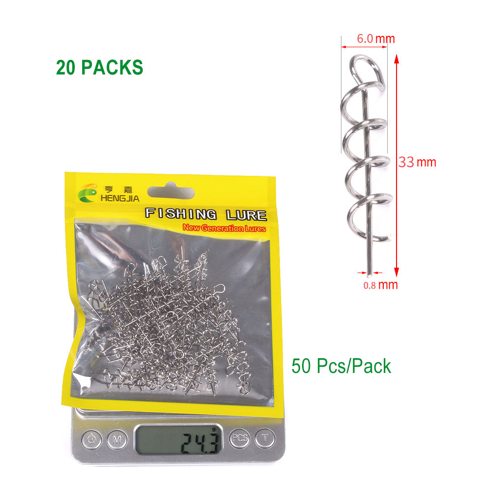 50PCS Fishing Hook Connector Soft Bait Spring Centering Pins