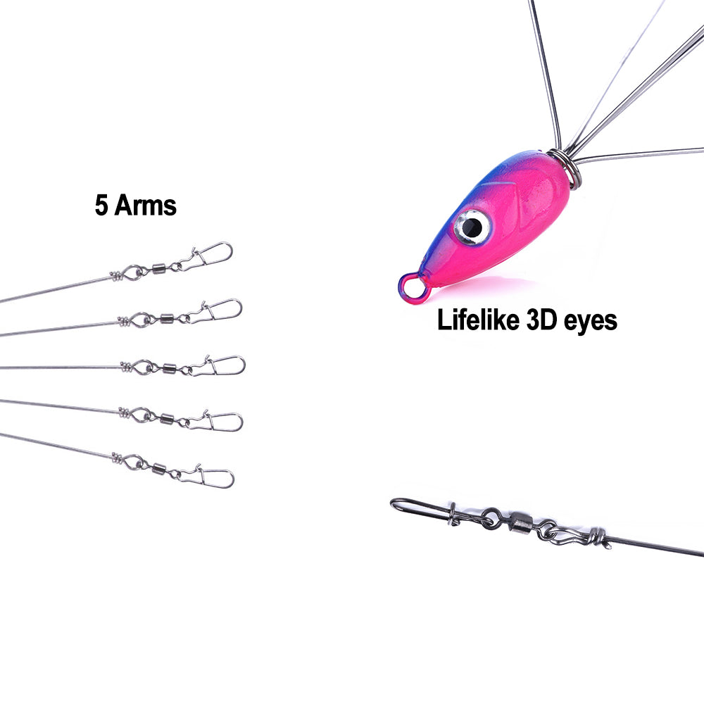 5 Pcs ALABAMA Rig 5 Wire Arms Umbrella Bass Fishing Umbrella Rig 5 Color_go